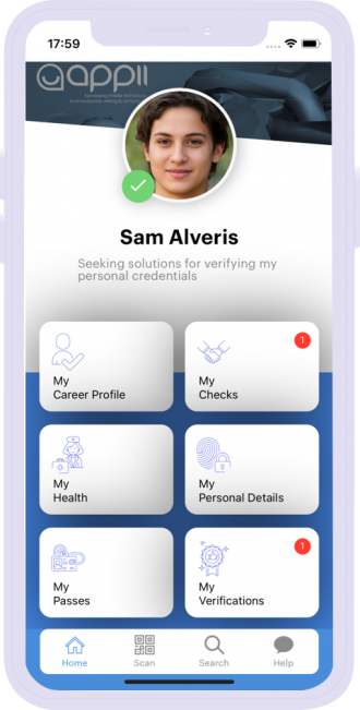 Saam Alveris - Home Page - Mobile App